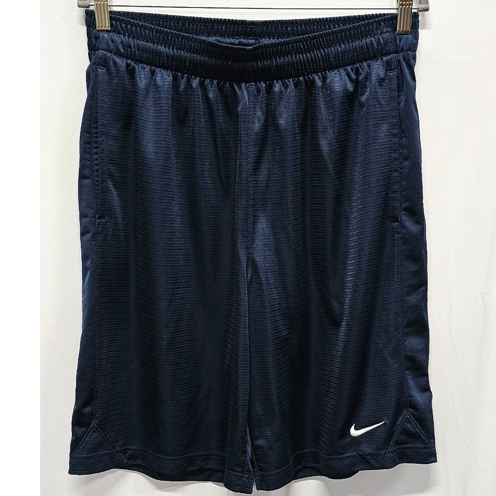 Nike Mens Basketball Shorts Navy Blue Textured Knit Swoosh Large